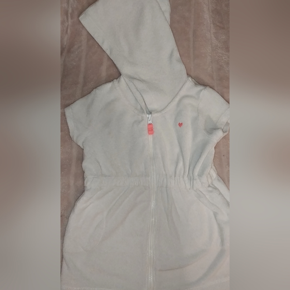 Carter's White Terry Romper with Pink Trim
